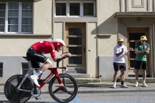 Stefan Küng regrette de s'être montré trop prudent après la descente dans le prologue KEYSTONE/EPA/JEAN-CHRISTOPHE BOTT