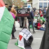 La manifestation en soutien à la Palestine organisée à Sion a été marquée par 34 interpellations (archives). KEYSTONE/CYRIL ZINGARO