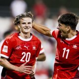 Jill Stiel (à gauche) et Nevio Scherrer (à droite) ont marqué deux des trois buts suisses face à l'Egypte KEYSTONE/HUSSEIN SAYED