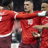 Les trois premiers buteurs suisses: Embolo, Xhaka et Ndoye KEYSTONE/EPA/SALVATORE DI NOLFI