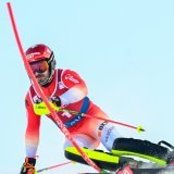 Loïc Meillard n'a signé que le 10e temps de la 1re manche à Levi KEYSTONE/EPA/KIMMO BRANDT