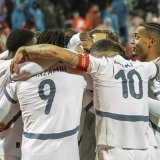 La joie des joueurs suisses, qui ont composté leur billet pour le Mondial 2026 mardi à Pristina KEYSTONE/SALVATORE DI NOLFI