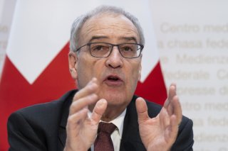 Guy Parmelin s'est rendu à Washington pour discuter des droits de douane américain (archives). KEYSTONE/PETER SCHNEIDER
