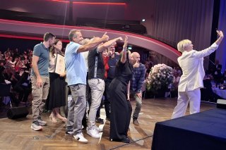 Un selfie "familial" devant le public du Kursaal