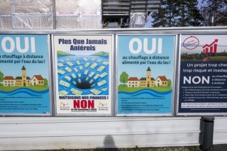 Un projet de chauffage à distance, alimenté par l'eau du lac, est contesté par référendum à Anières (GE). La population se prononcera le 30 novembre. KEYSTONE/MARTIAL TREZZINI