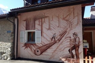 La Fresque "Le Tsable", ode au débardage des billons de l'époque (juin 2021)