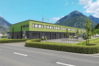 Image de synthèse de la future halle industrielle à Martigny.