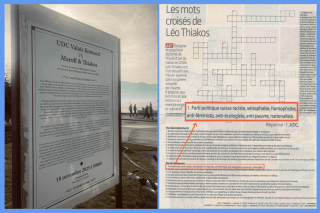 L'acte d'accusation, comme le mot-croisé, ont été reproduits en grand format et placardés dans l'espace public à Vevey, commune ou réside le curateur.