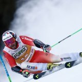 Luca Aerni meilleur représentant après la première manche du géant d'Alta Badia KEYSTONE/AP/Gabriele Facciotti