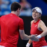 Belinda Bencic et Jakub Paul ont envoyé la Suisse dans le dernier carré. KEYSTONE/EPA/RICHARD WAINWRIGHT
