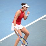 Belinda Bencic a mis la Suisse sur la bonne orbite face à la Belgique KEYSTONE/EPA/DAN HIMBRECHTS