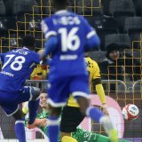 Omar Janneh a inscrit son premier but sous les couleurs du LS face à YB. KEYSTONE/PETER KLAUNZER