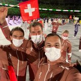 Lucas Malcotti durant la cérémonie d'ouverture des JO