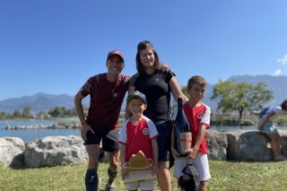 Mick Nançoz avec sa famille au Bouveret