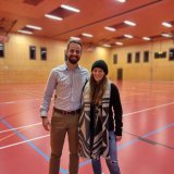 Adrien Ançay (joueur et membre de la délégation LNB) et Karen Roduit (présidente du VBC Fully)