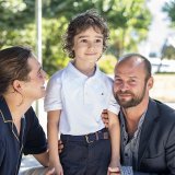 Lorenz Merz, avec l'acteur Pablo Caprez et l'enfant Art Bllaca, qui jouent dans "Soul of a Beast", huit fois nominés.