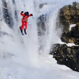 Sybille Blanjean en action lors de son run gagnant à Verbier