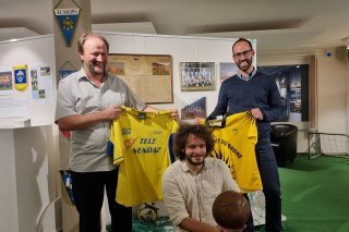 De g. à dr.: Vincent Fragnière (co-commissaire), Mathias Délèze (muséographe) et Fabrice Fournier (co-comissaire)