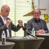 Le conseiller fédéral Alain Berset avait rendez-vous avec la presse au Festival du film de Locarno jeudi matin.