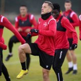 Reto Ziegler et ses partenaires du FC Sion à l'entraînement