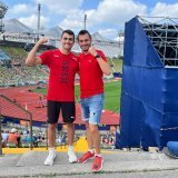 Julien Bonvin et son entraîneur Julien Quennoz à Munich