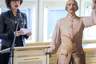 La présidente du Conseil d'Etat vaudois Christelle Luisier a participé mardi aux Archives cantonales au vernissage de l'exposition"Davel ou la vocation citoyenne", destinée aux gymnasiens.