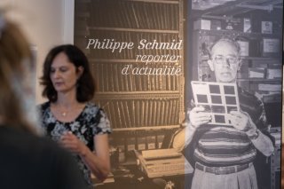 La présentation de l'exposition sur Philippe Schmid à la Médiathèque Valais de Martigny
