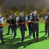 Le parc Victoria à Hong Kong, où se déroulaient les commémorations de la répression de Tiananmen, a été bouclé dès vendredi soir.