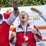 Un athlète sur le podium des Regional Games de Lugano