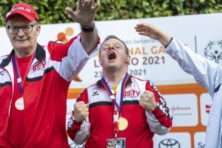 Un athlète sur le podium des Regional Games de Lugano